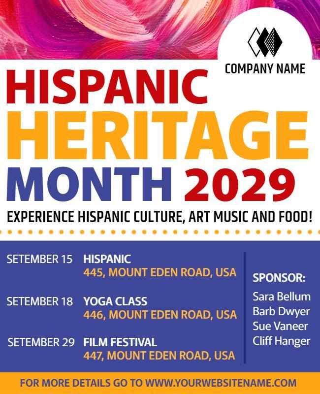 Hispanic Heritage Month Cultural Events Flyer Template