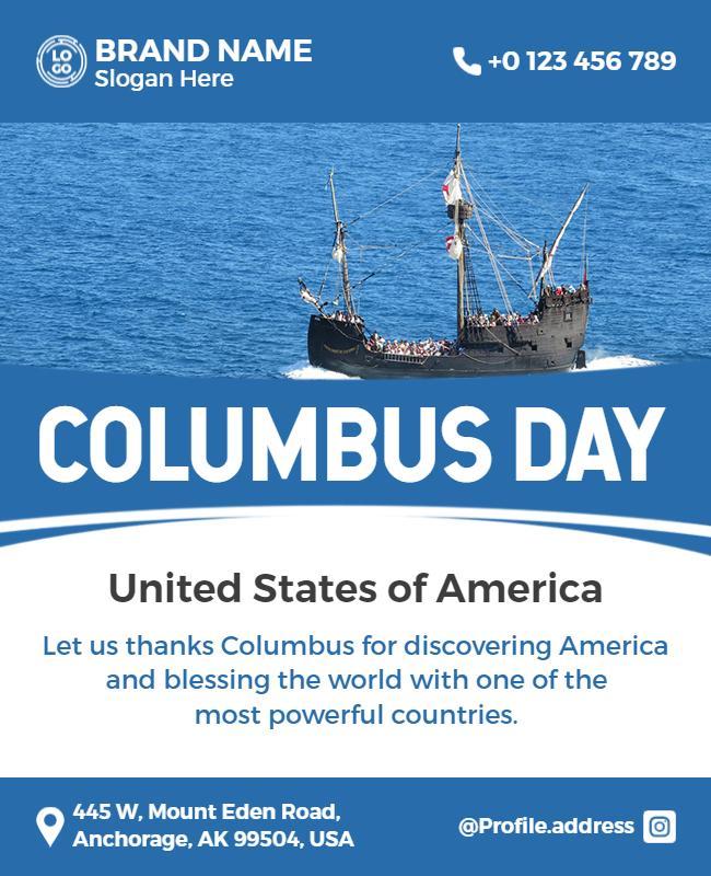 Historic Nautical Theme for Columbus Day Celebration Poster Template