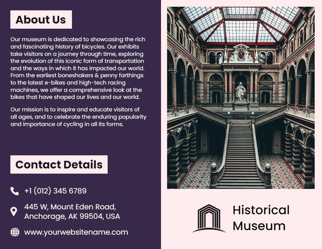 Historical Museum Bicycle Exhibition Information Brochure Template