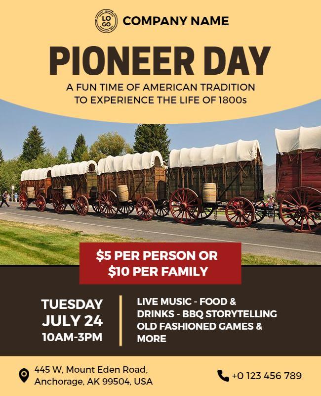 Historical Pioneer Day Celebration Flyer Template