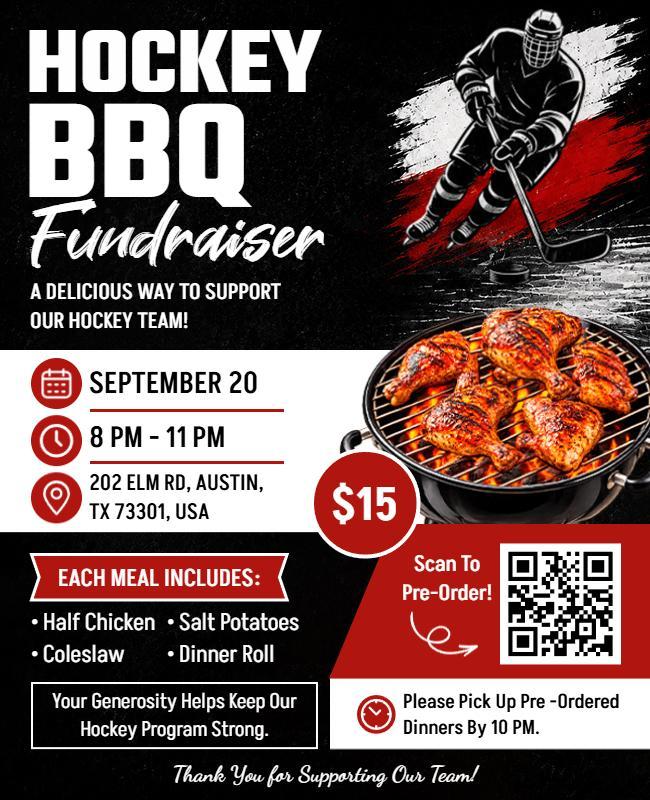 Hockey Team BBQ Fundraiser Event Flyer Template