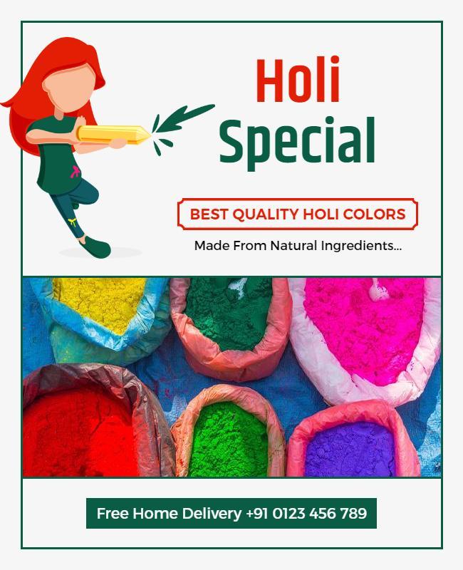 Holi Festival Color Sale Flyer Template