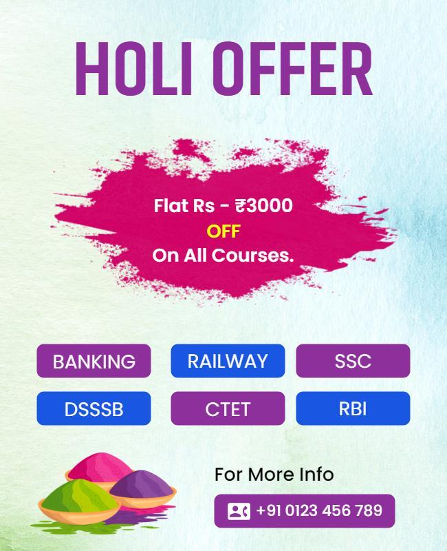 Holi Festival Course Discount Flyer Template