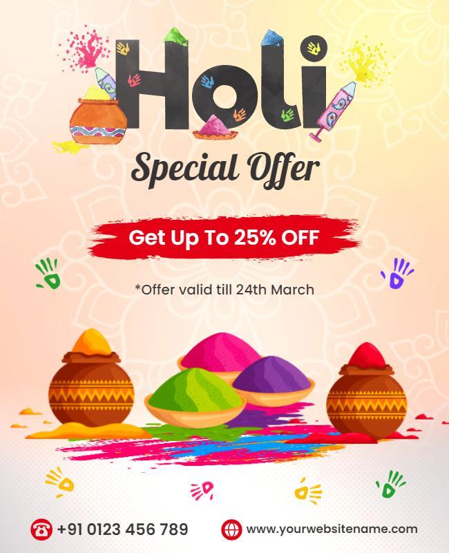 Holi Festival Special Discount Offer Flyer Template