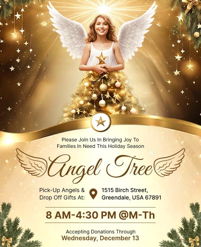 Holiday Angel Tree Charity Flyer Template