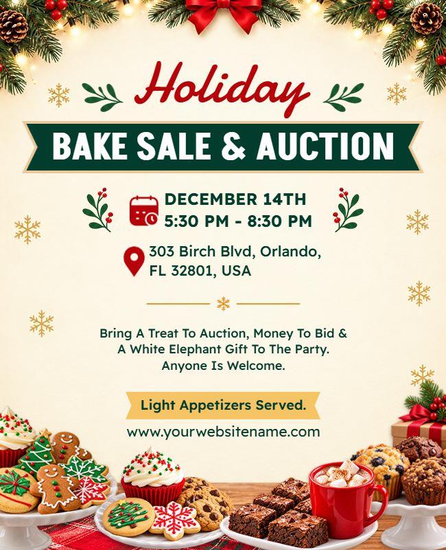 Holiday Bake Sale and Auction Event Flyer Template