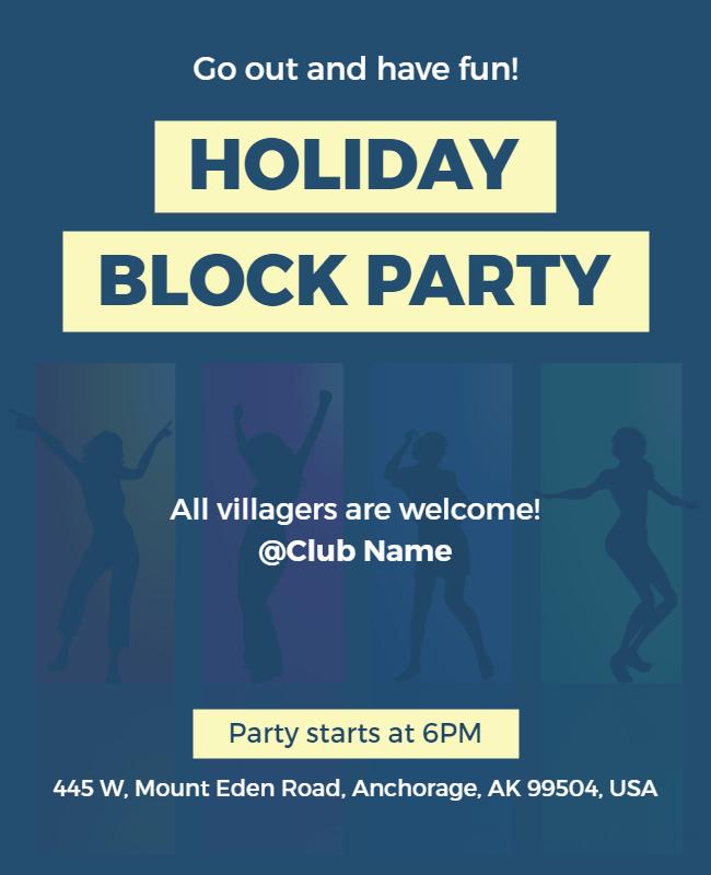 Holiday Block Party Invitation Flyer Template