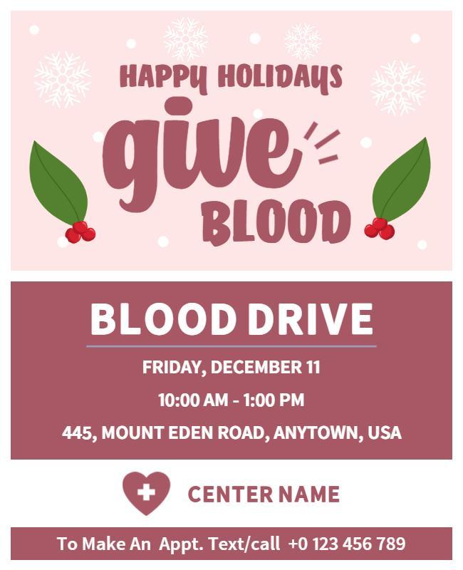 Holiday Blood Donation Drive Flyer Template