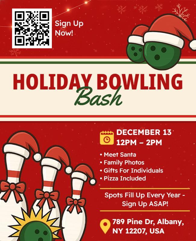 Holiday Bowling Bash Event Flyer Template