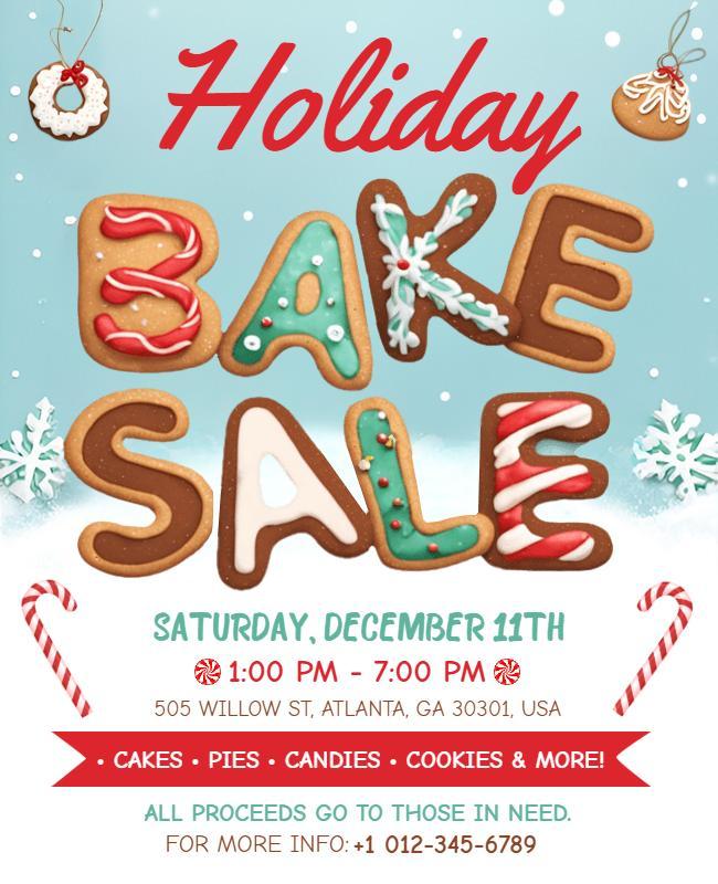 Holiday Charity Bake Sale Event Flyer Template