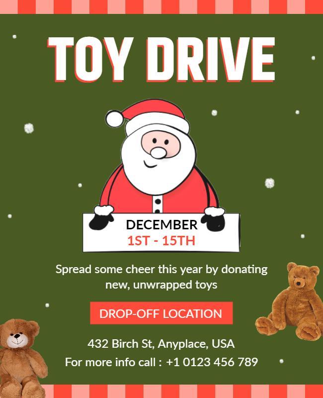 Holiday Charity Toy Drive Flyer Template