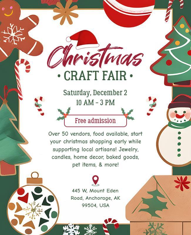 Holiday Christmas Craft Fair Event Flyer Template