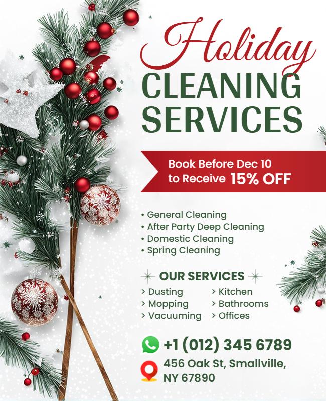 Holiday Cleaning Services Promotional Flyer Template