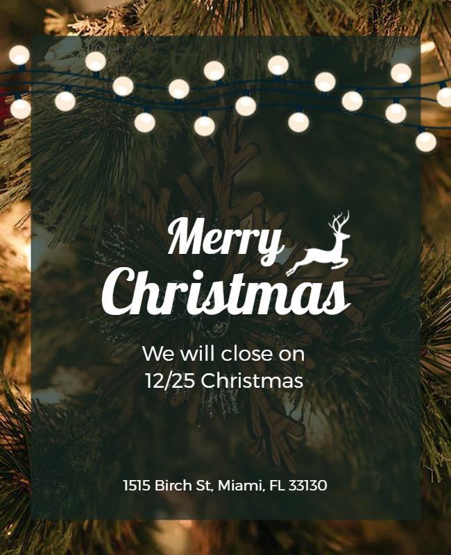 Holiday Closure Christmas Announcement Flyer Template