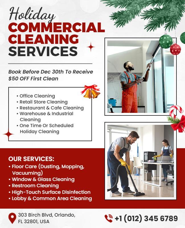 Holiday Commercial Cleaning Services Flyer Template
