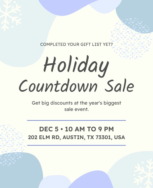 Holiday Countdown Sale Event Poster Template