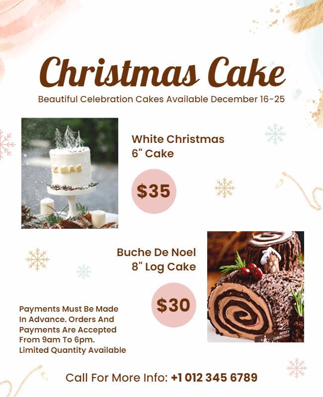 Holiday Dessert Sale Flyer with Cake Images Template