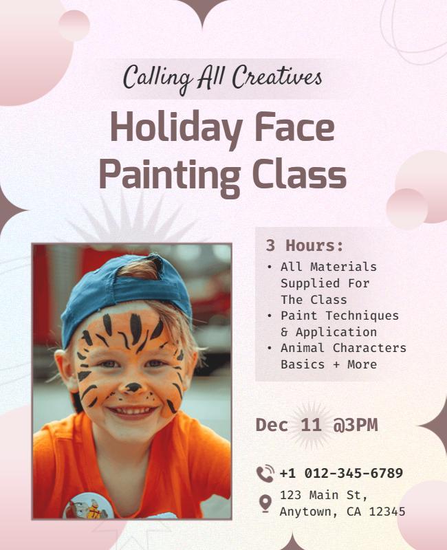 Holiday Face Painting Class Flyer Template