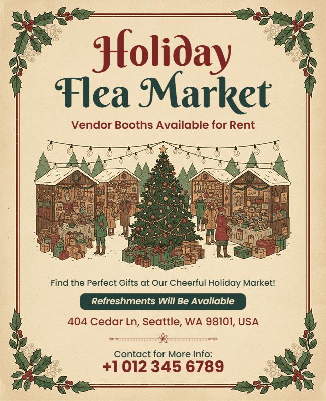 Holiday Flea Market Event Flyer Template
