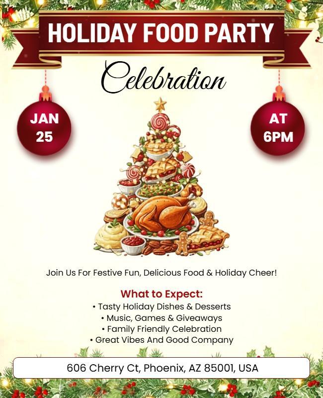 Holiday Food Celebration Party Flyer Template