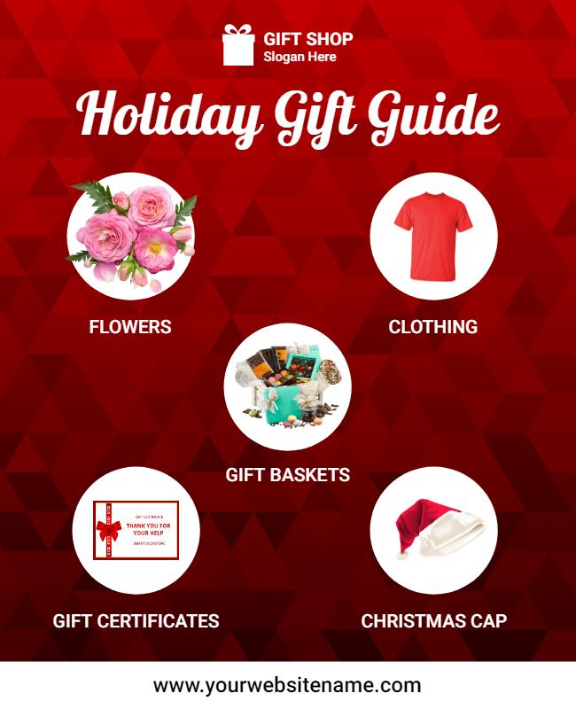 Holiday Gift Guide Flyer with Festive Items Display Template