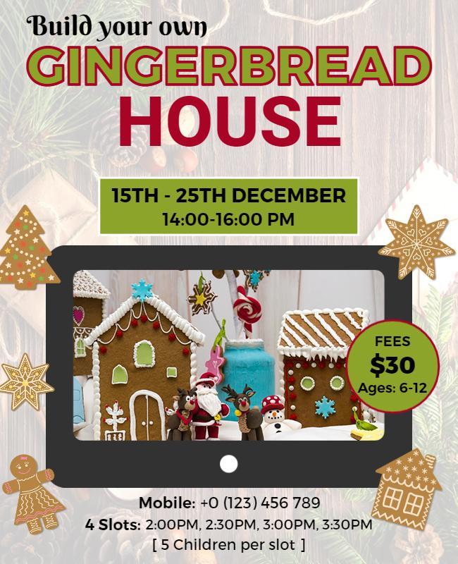 Holiday Gingerbread House Workshop Flyer Template