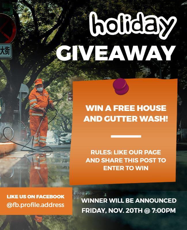 Holiday Giveaway House and Gutter Wash Flyer Template