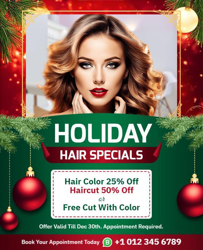 Holiday Hair Specials Promotion Flyer Template