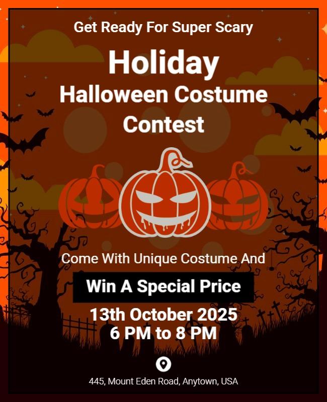 Holiday Halloween Costume Contest Flyer Template