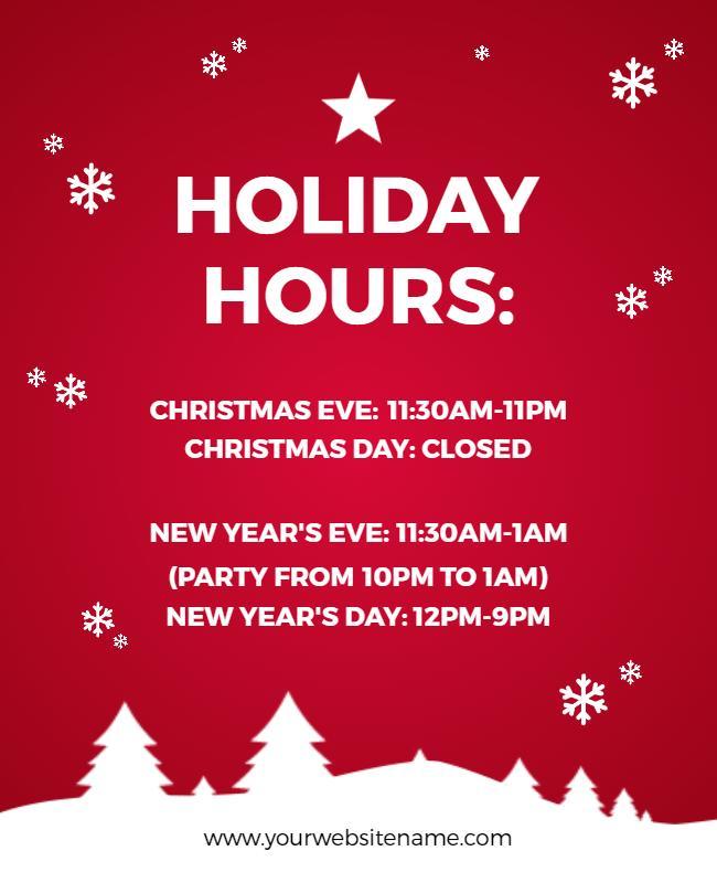 Holiday Hours Announcement Flyer Template