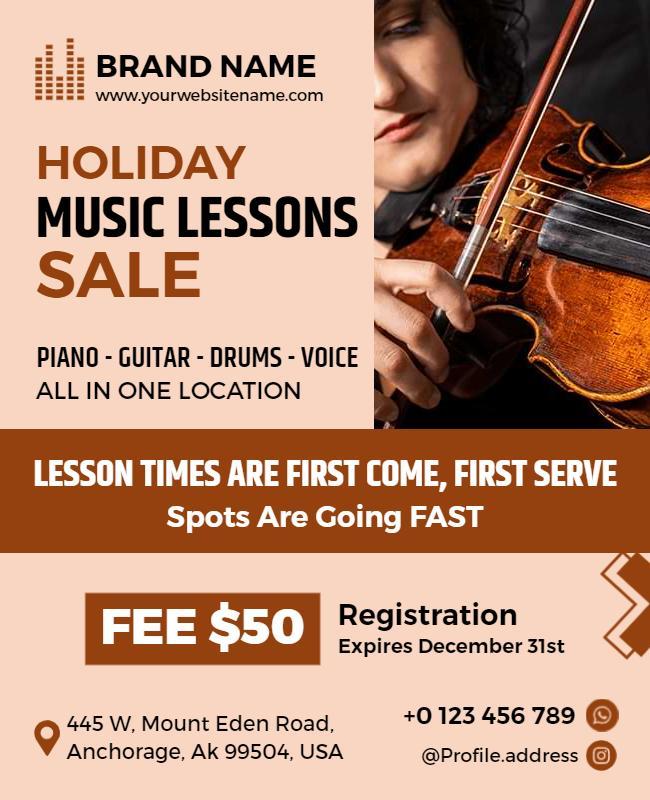 Holiday Music Lessons Sale Flyer Template