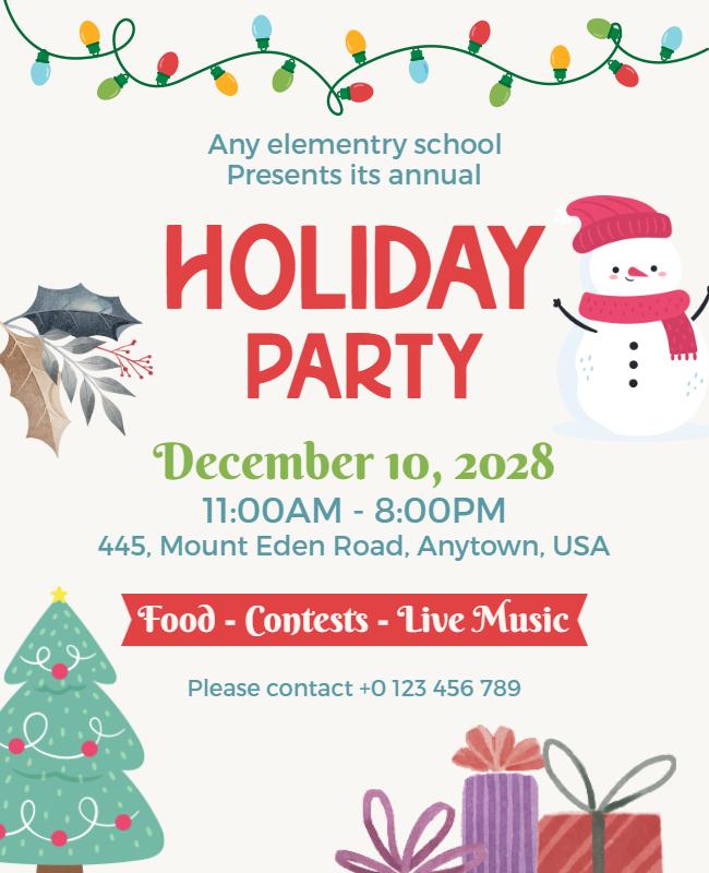 Festive Colorful Holiday Party Celebration Flyer Template