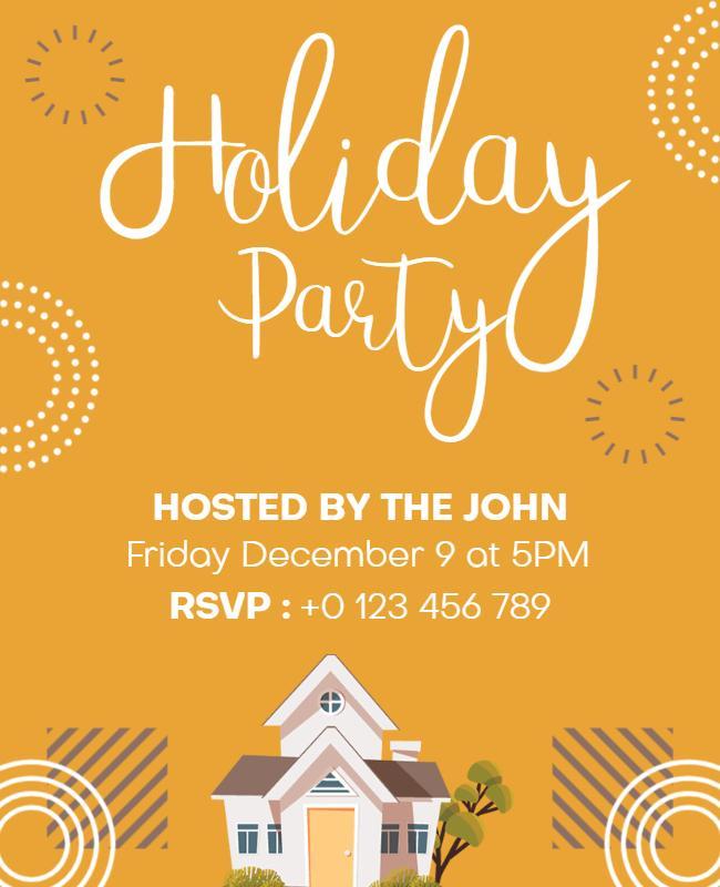 Cheerful Orange Holiday Party Invitation Flyer Template