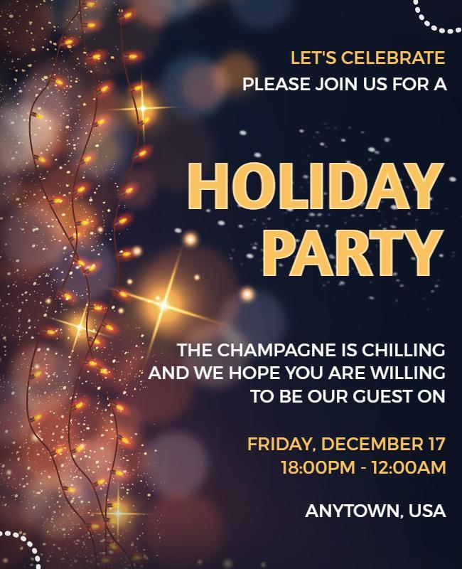 Festive Sparkling Holiday Party Celebration Flyer Template