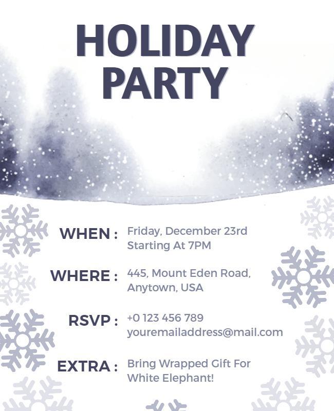 Winter Wonderland Holiday Party Invitation Flyer Template