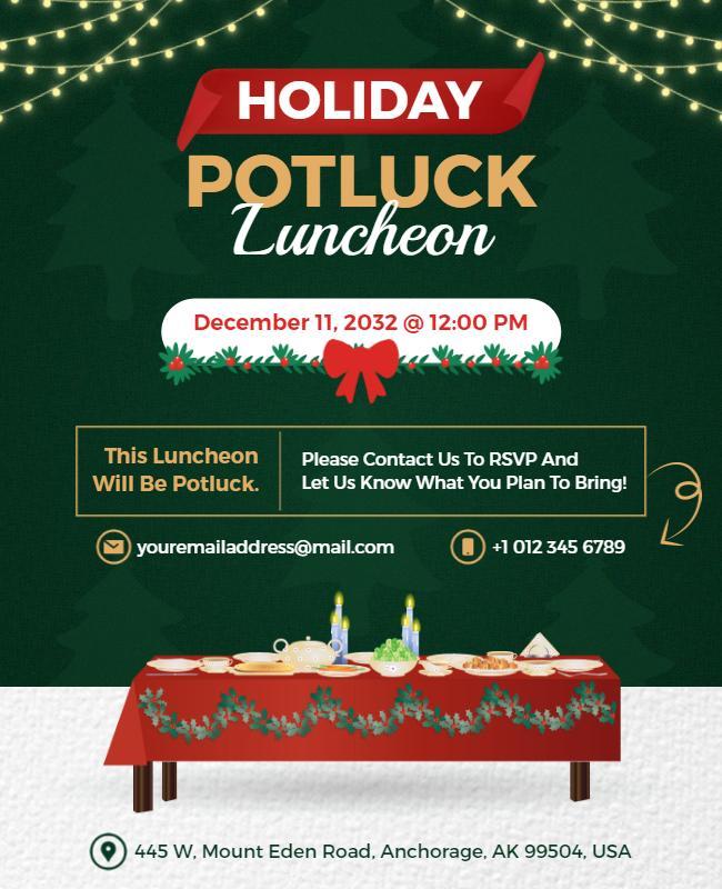 Holiday Potluck Luncheon Invitation Flyer Template