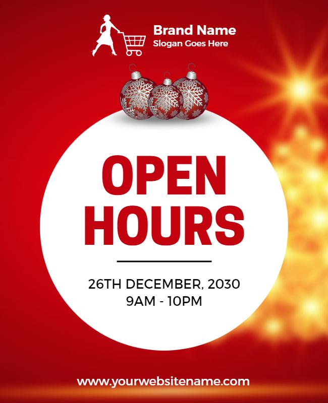 Holiday Sale Open Hours Announcement Flyer Template