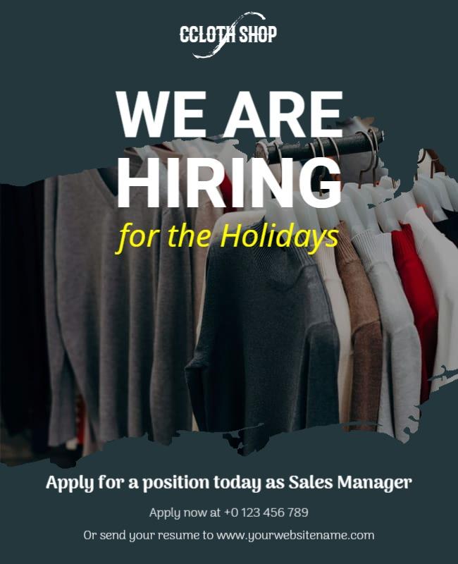 Holiday Season Sales Manager Hiring Flyer Template