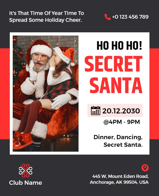 Holiday Secret Santa Event Flyer Template