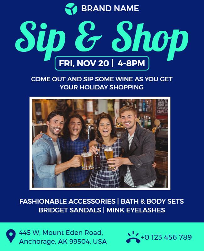 Holiday Sip and Shop Event Flyer Template