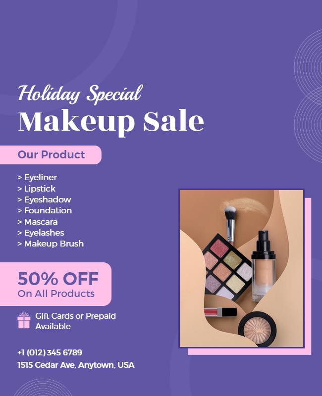 Holiday Special Makeup Sale Announcement Flyer Template