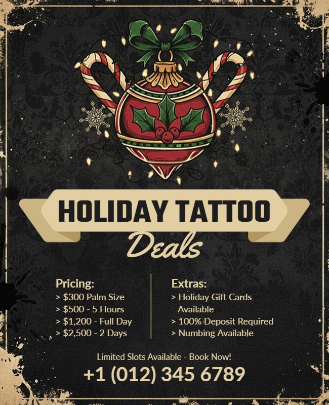 Holiday Tattoo Deals Promotions Flyer Template