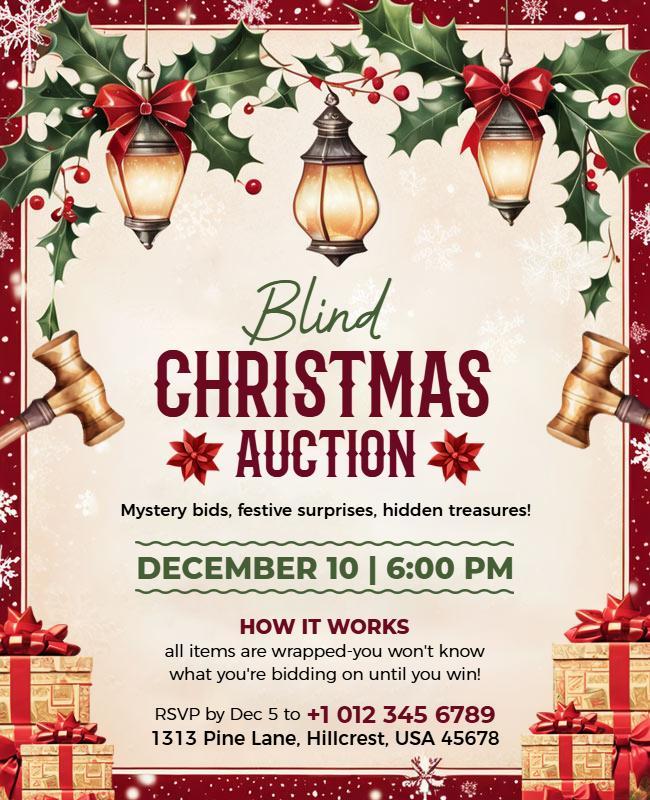 Holiday Themed Blind Christmas Auction Flyer Template