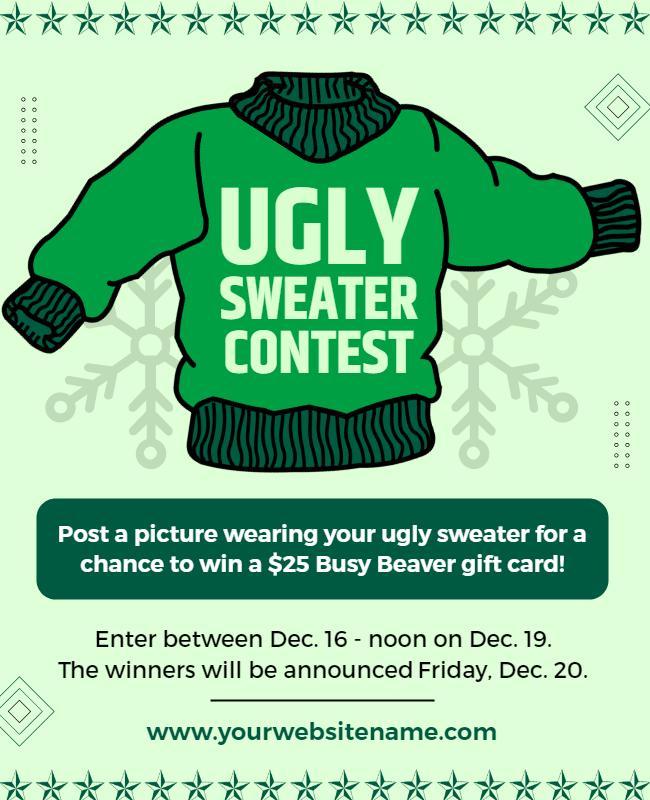 Holiday Ugly Sweater Contest Announcement Flyer Template