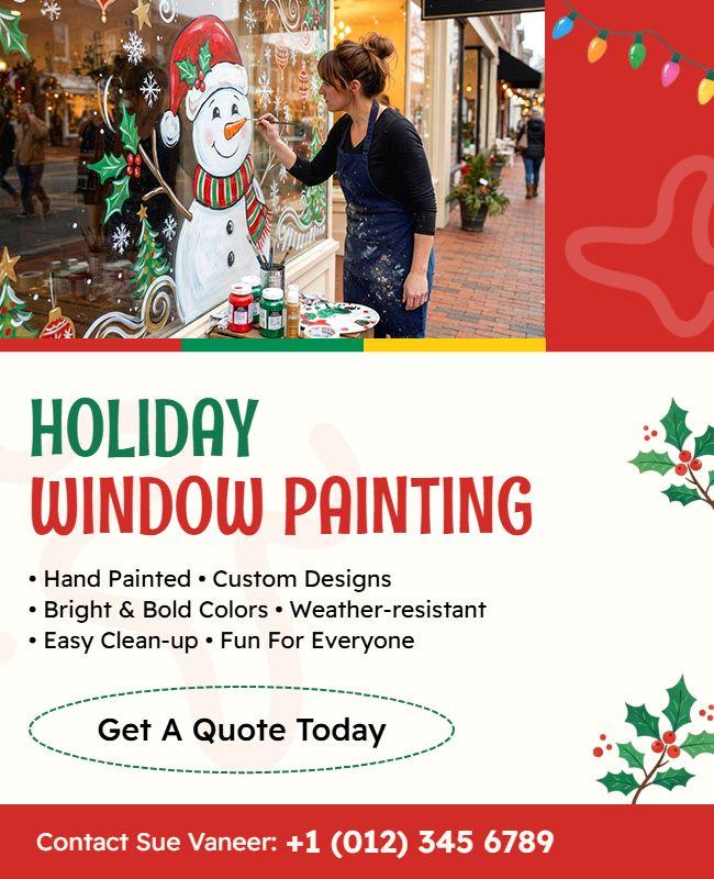 Holiday Window Painting Service Promotion Flyer Template
