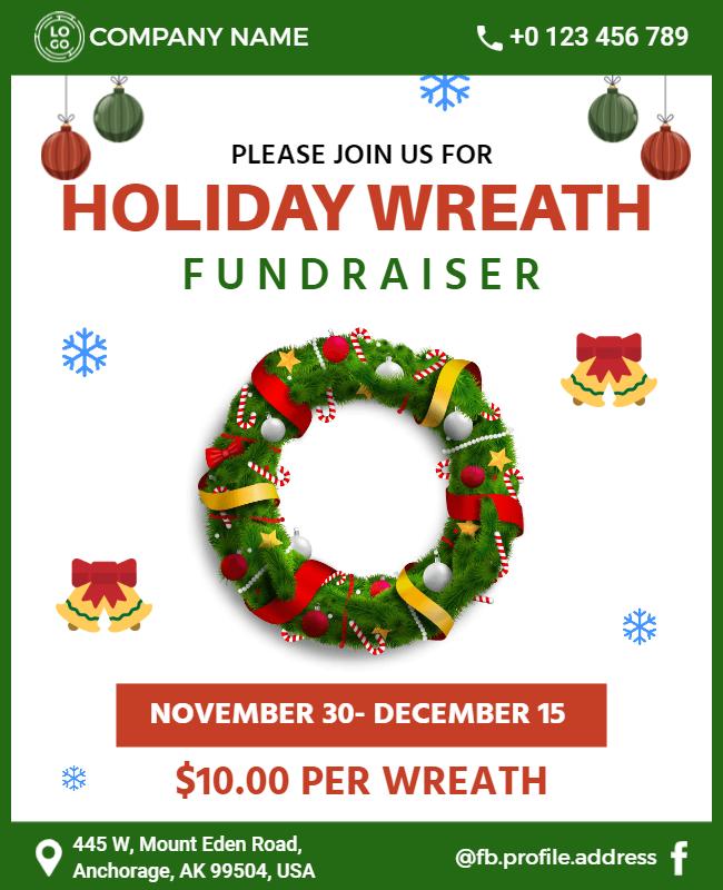 Holiday Wreath Fundraiser Event Flyer Template