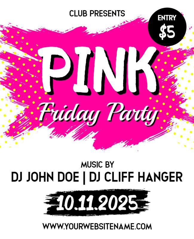 Hollywood Cerise and White Pink Friday Party Flyer Template