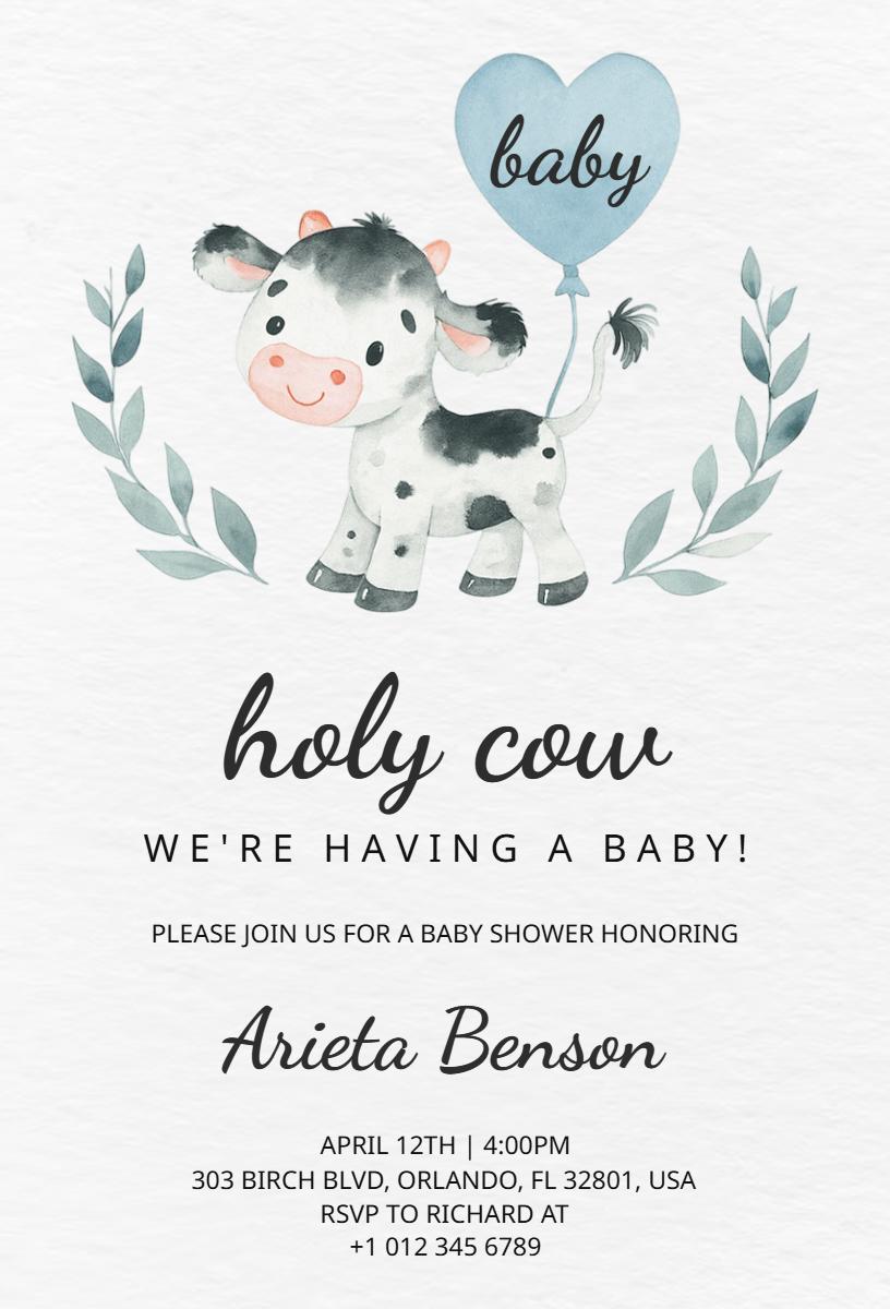 Holy Cow Adorable Baby Shower Celebration Invitation Template