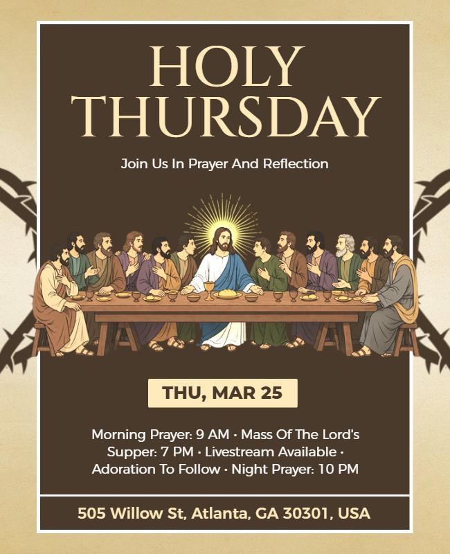 Holy Thursday Prayer and Reflection Event Poster Template
