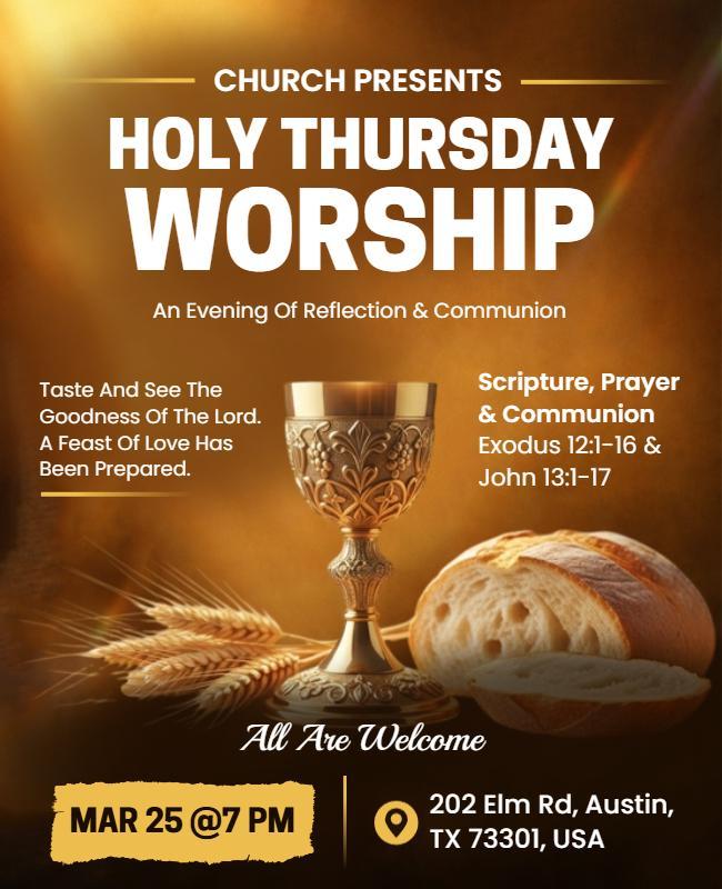 Holy Thursday Worship Service Poster Template